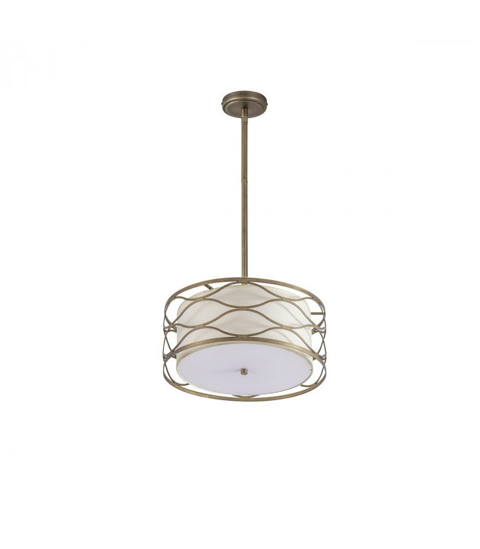 Milton Ceiling Pendant Convertible To Semi Flush 3 Light E14 Aged Gold Cream Fabric Shade-4