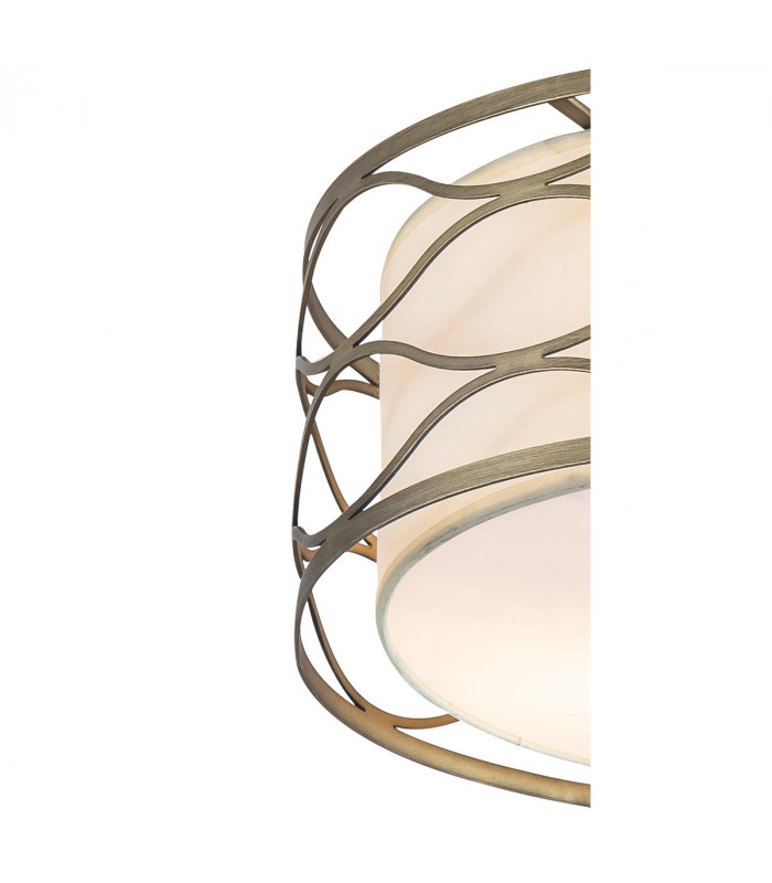 Milton Ceiling Pendant Convertible To Semi Flush 3 Light E14 Aged Gold Cream Fabric Shade-7