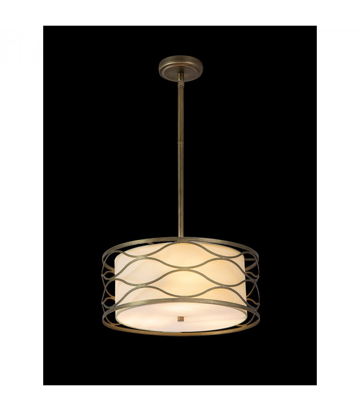 Milton Ceiling Pendant Convertible To Semi Flush 5 Light E14 Aged Gold Cream Fabric Shade-3