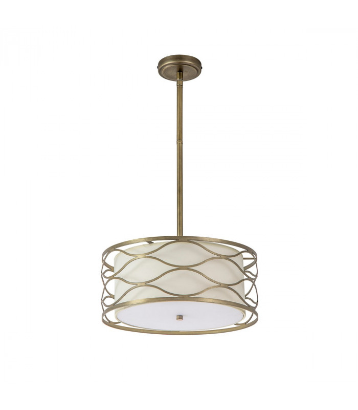Milton Ceiling Pendant Convertible To Semi Flush 5 Light E14 Aged Gold Cream Fabric Shade-4