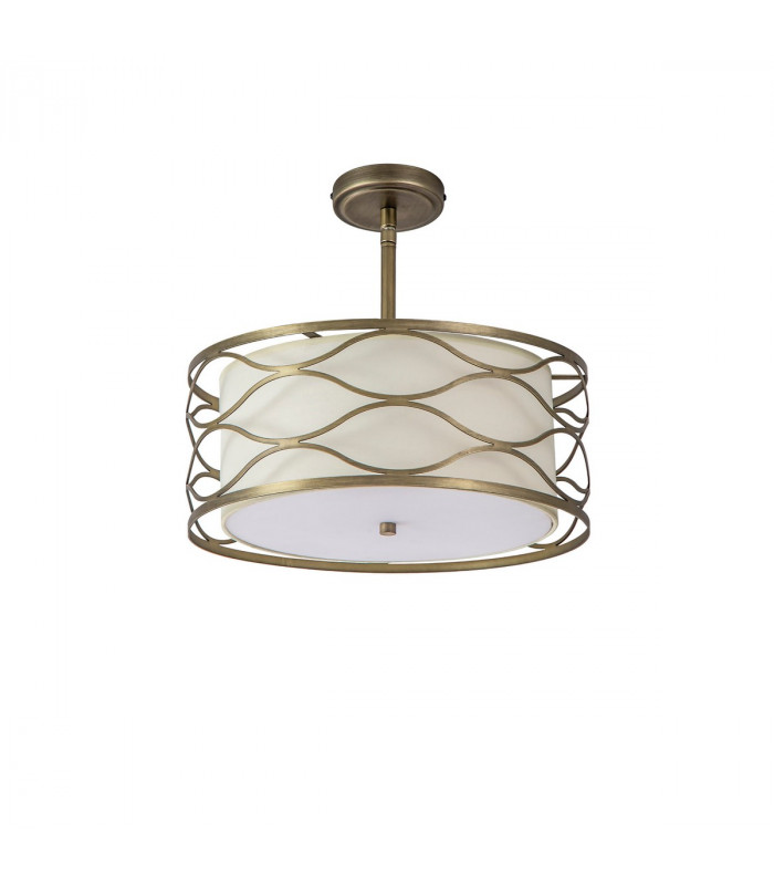 Milton Ceiling Pendant Convertible To Semi Flush 5 Light E14 Aged Gold Cream Fabric Shade-6