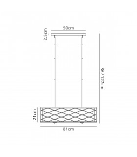 Milton Rectangle Ceiling Pendant Convertible To Semi Flush 5 Light E14 Aged Gold Cream Fabric Shade-2