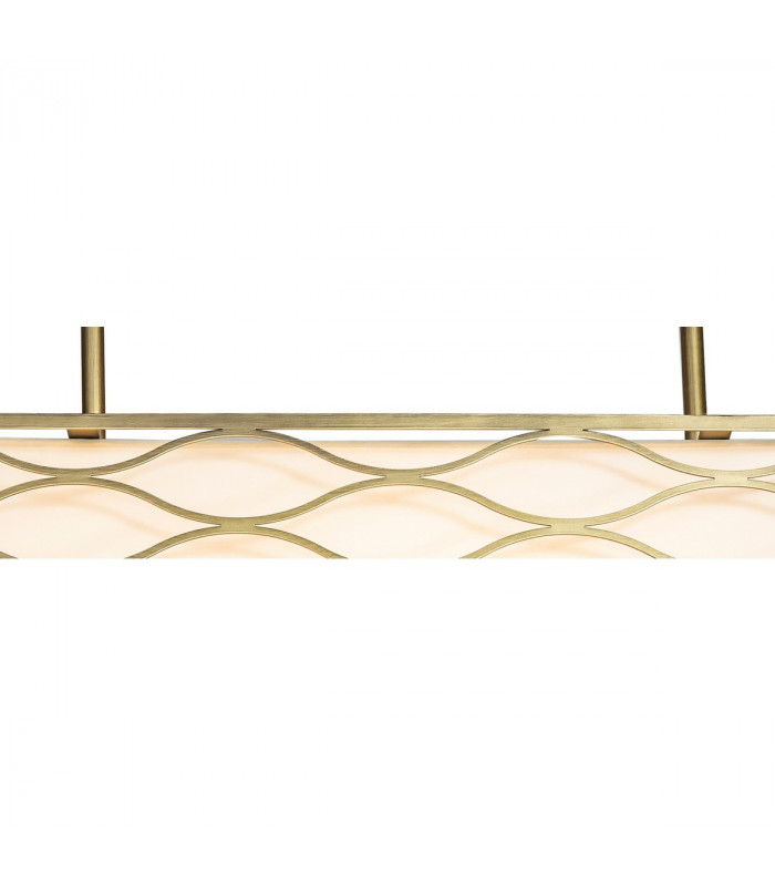 Milton Rectangle Ceiling Pendant Convertible To Semi Flush 5 Light E14 Aged Gold Cream Fabric Shade-9