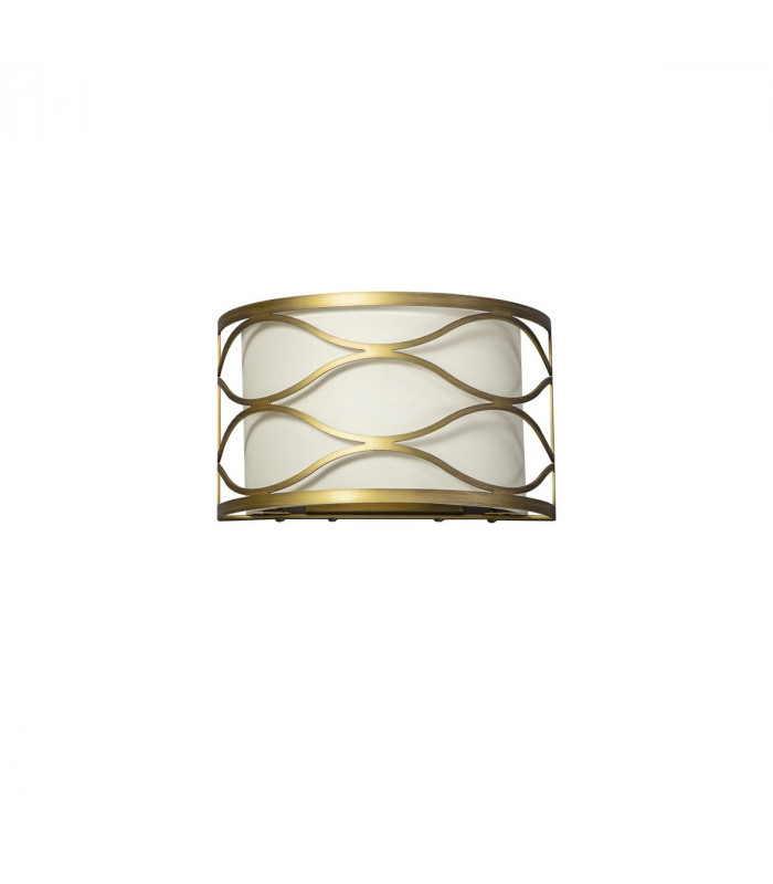 Milton Wall Lamp 2 Light E14 Aged Gold Cream Fabric Shade-4