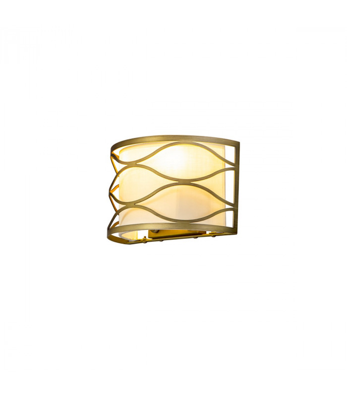 Milton Wall Lamp 2 Light E14 Aged Gold Cream Fabric Shade-5