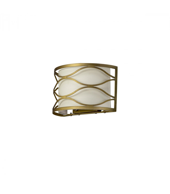 Milton Wall Lamp 2 Light E14 Aged Gold Cream Fabric Shade-6