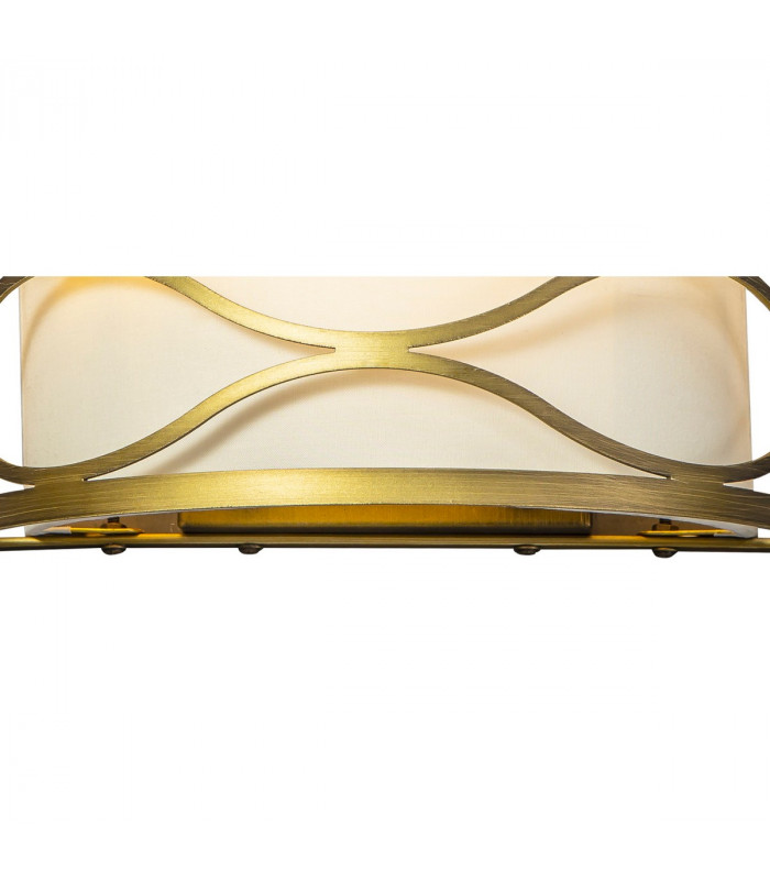 Milton Wall Lamp 2 Light E14 Aged Gold Cream Fabric Shade-9