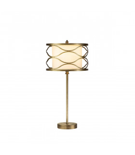 Milton Table Lamp E27 Aged Gold Cream Fabric Shade-1