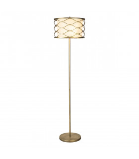 Milton Floor Lamp 3 Light E14 Aged Gold Cream Fabric Shade-1
