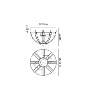 Vestal Round Flush 2 Light E27 Polished Nickel-2