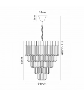 Poland Ceiling Pendant Round 5 Tier 19 Light E14 Polished Nickel Smoke Sculpted Glass Item Weight: 32.6kg-2