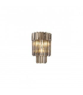 Poland Wall Lamp 3 Light E14 Polished Nickel Smoke Sculpted Glass-1