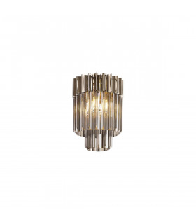 Poland Ceiling Lamp Round 3 Light E14 Polished Nickel Smoke Sculpted Glass-1