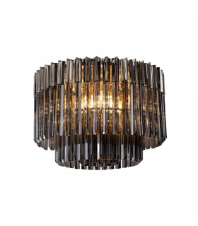 Poland Ceiling Lamp Round 7 Light E14 Polished Nickel Smoke Sculpted Glass Item Weight: 15.3kg-1