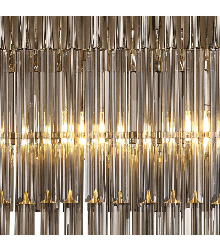 Poland Ceiling Pendant Rectangle 5 Light E14 Polished Nickel Smoke Sculpted Glass-6