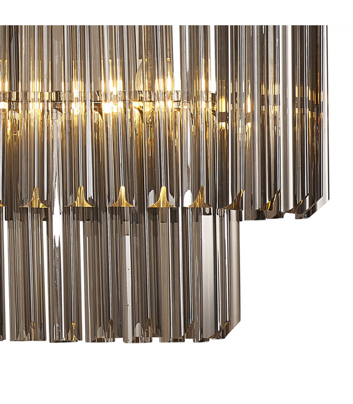 Poland Ceiling Pendant Rectangle 5 Light E14 Polished Nickel Smoke Sculpted Glass-7