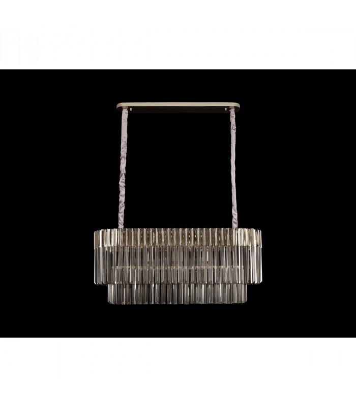 Poland Ceiling Pendant Rectangle 5 Light E14 Polished Nickel Smoke Sculpted Glass-9
