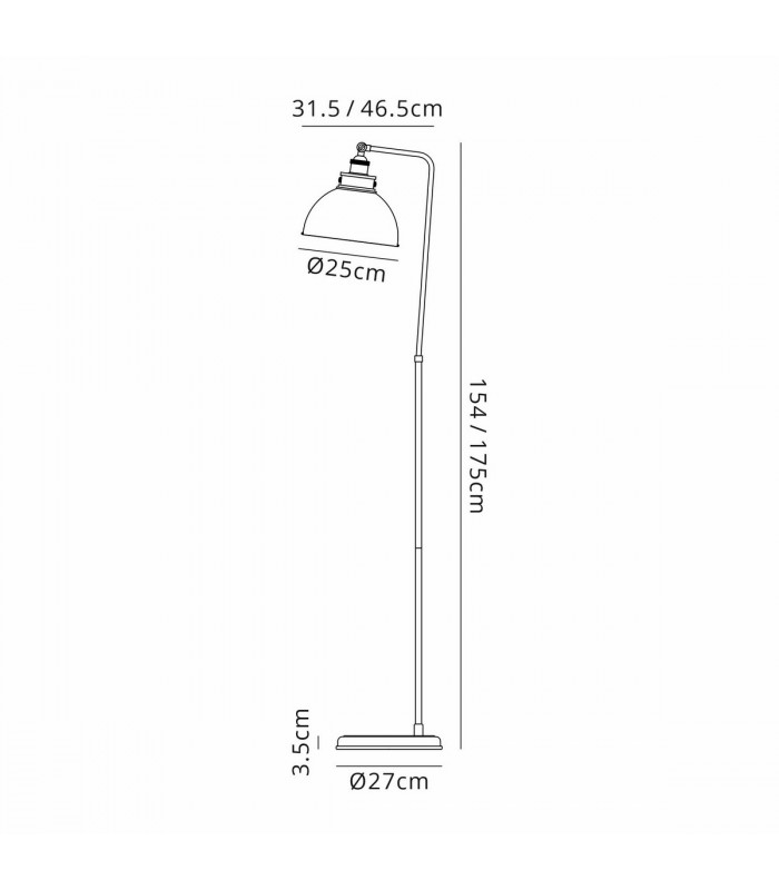 Carmel Adjustable Floor Lamp E27 Satin Nickel Antique Brass Gold-2
