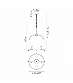 Goshen Ceiling Pendant Round 4 Light E27 Antique Bronze Brown Oxide Wood-2
