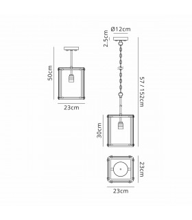 Wayne Ceiling Pendant E27 Matt Black Chrome Clear Glass-2