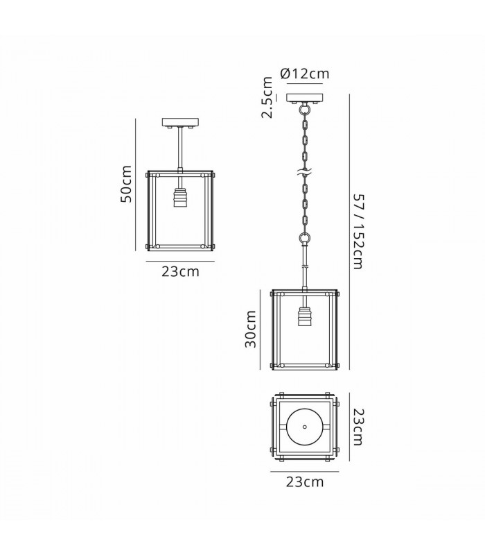 Wayne Ceiling Pendant E27 Matt Black Chrome Clear Glass-2