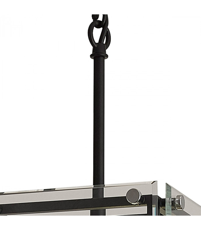Wayne Ceiling Pendant E27 Matt Black Chrome Clear Glass-6