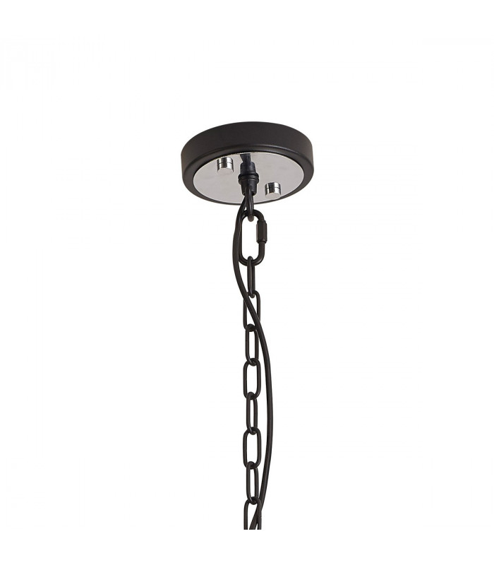 Wayne Ceiling Pendant 4 Light E27 Matt Black Chrome Clear Glass-5
