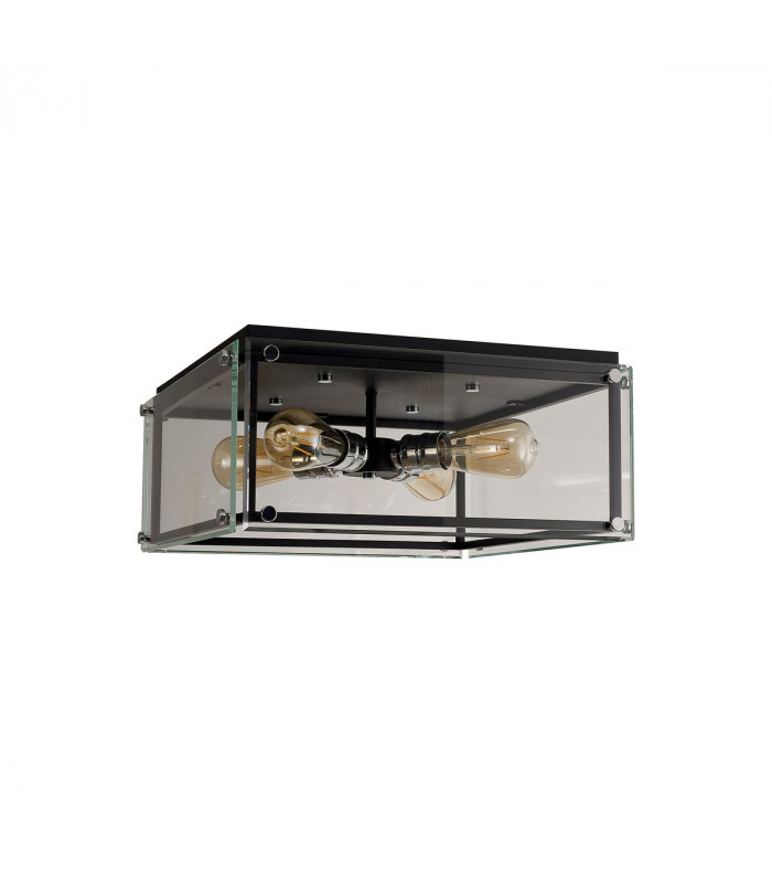 Wayne Flush 4 Light E27 Matt Black Chrome Clear Glass-4