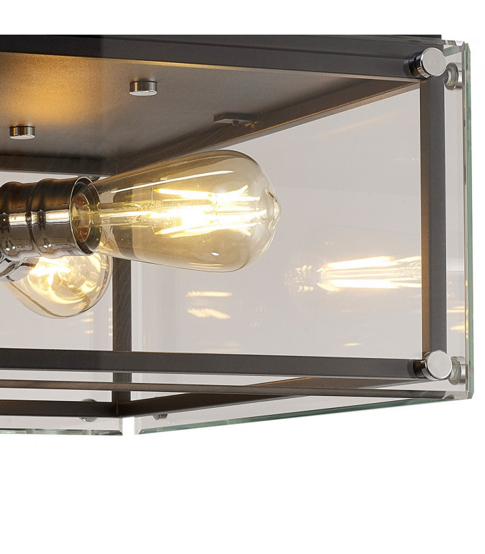 Wayne Flush 4 Light E27 Matt Black Chrome Clear Glass-6