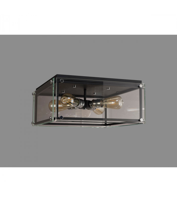 Wayne Flush 4 Light E27 Matt Black Chrome Clear Glass-7