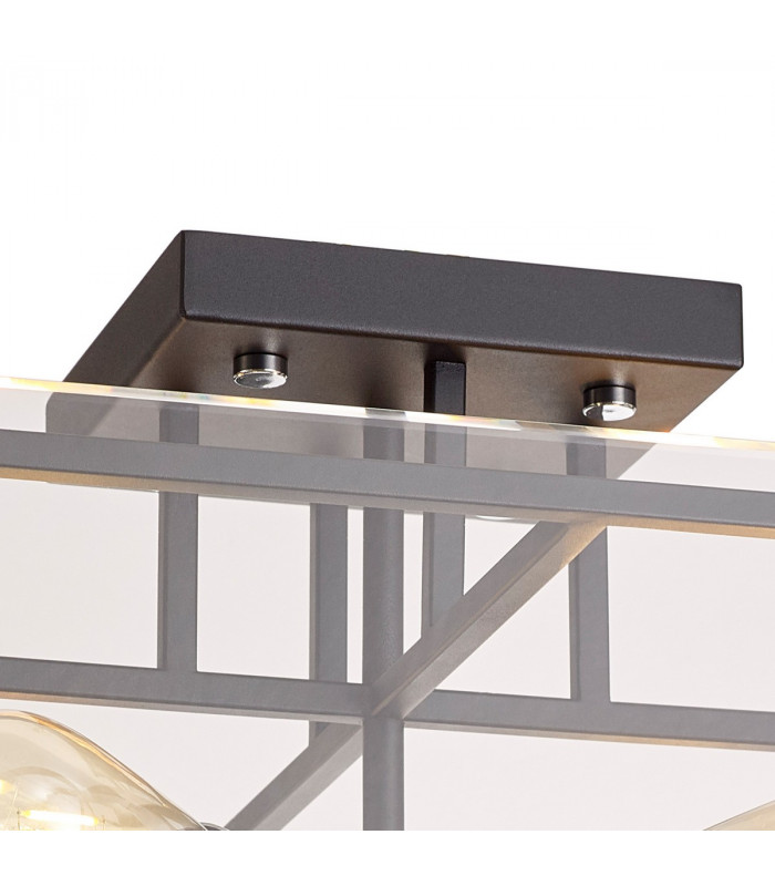 Wayne Semi Flush 4 Light E27 Matt Black Chrome Clear Glass-5