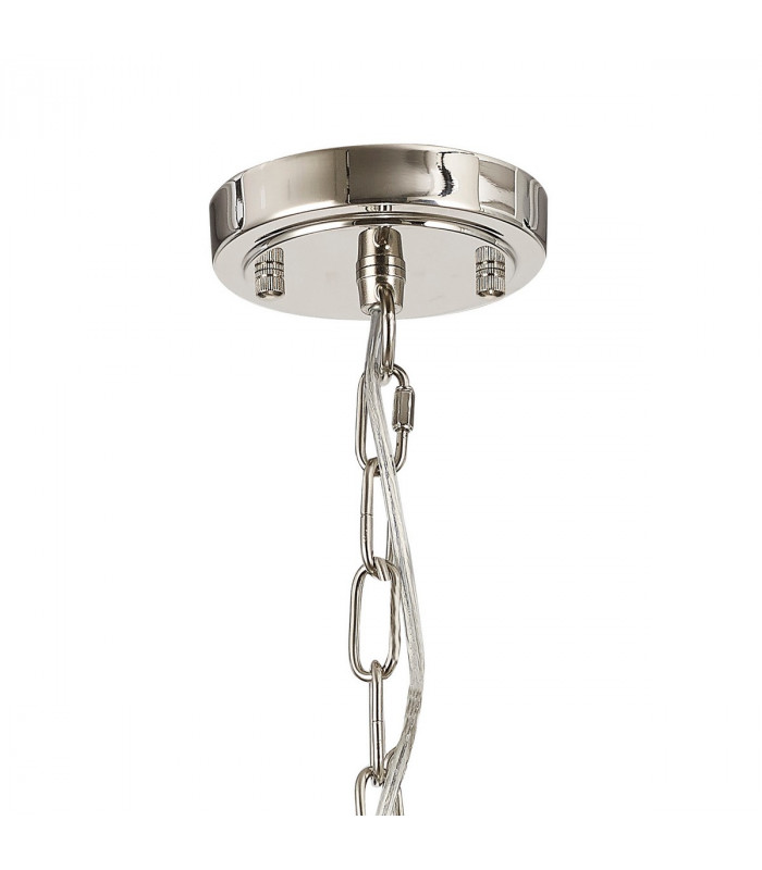 DeRuyter Flush Single Ceiling Pendant Adjustable E27 Polished Nickel Prismatic Glass-7