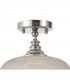 DeRuyter Flush Single Ceiling Pendant Adjustable E27 Polished Nickel Prismatic Glass-10