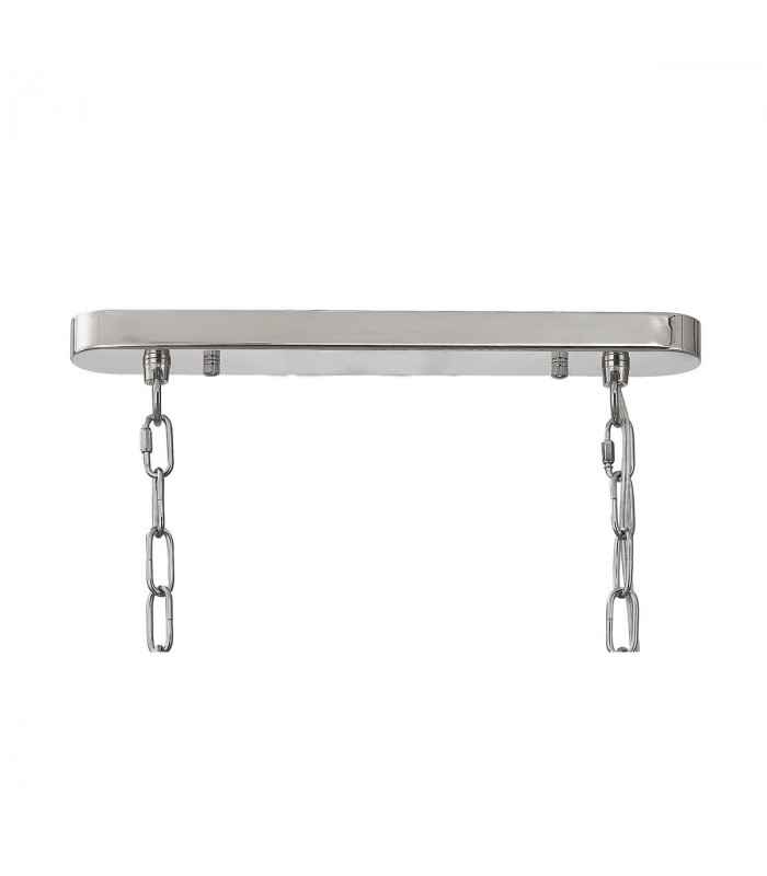 DeRuyter Semi Flush Ceiling Pendant Bar 2 Light Adjustable E27 Polished Nickel Prismatic Glass-9