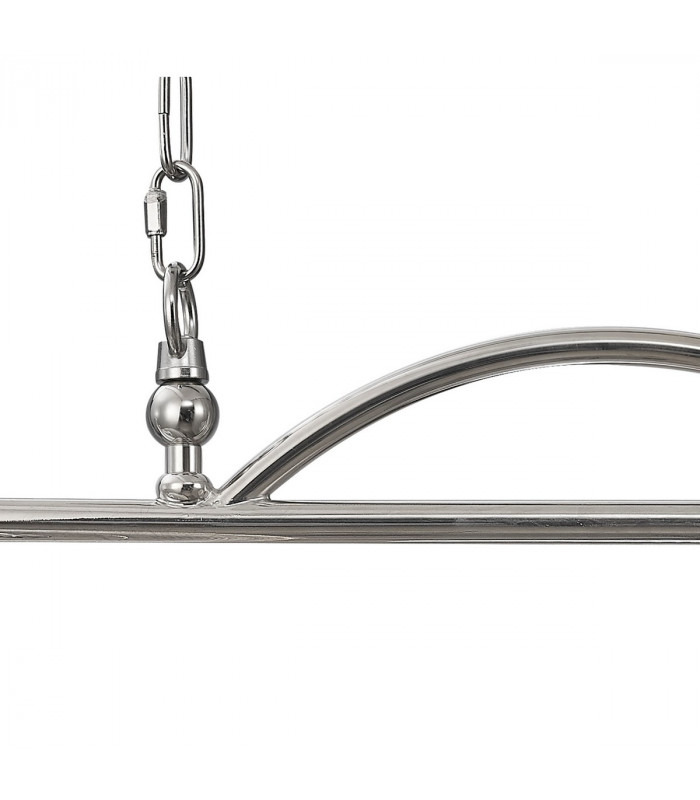 DeRuyter Semi Flush Ceiling Pendant Bar 2 Light Adjustable E27 Polished Nickel Prismatic Glass-10