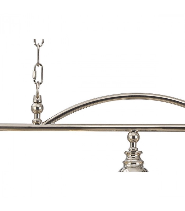 DeRuyter Semi Flush Ceiling Pendant Bar 3 Light Adjustable E27 Polished Nickel Prismatic Glass-10