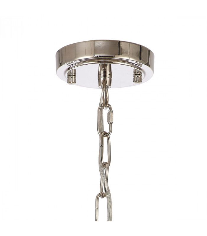 DeRuyter Semi Flush Ceiling Pendant 3 Light E27 Polished Nickel Prismatic Glass-7