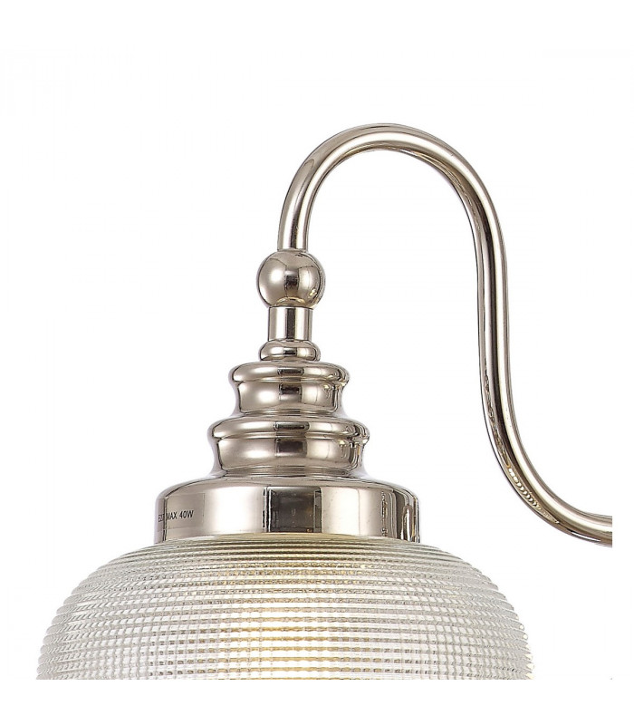 DeRuyter Semi Flush Ceiling Pendant 3 Light E27 Polished Nickel Prismatic Glass-9
