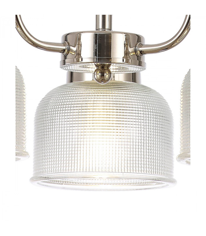 DeRuyter Semi Flush Ceiling Pendant 3 Light E27 Polished Nickel Prismatic Glass-10