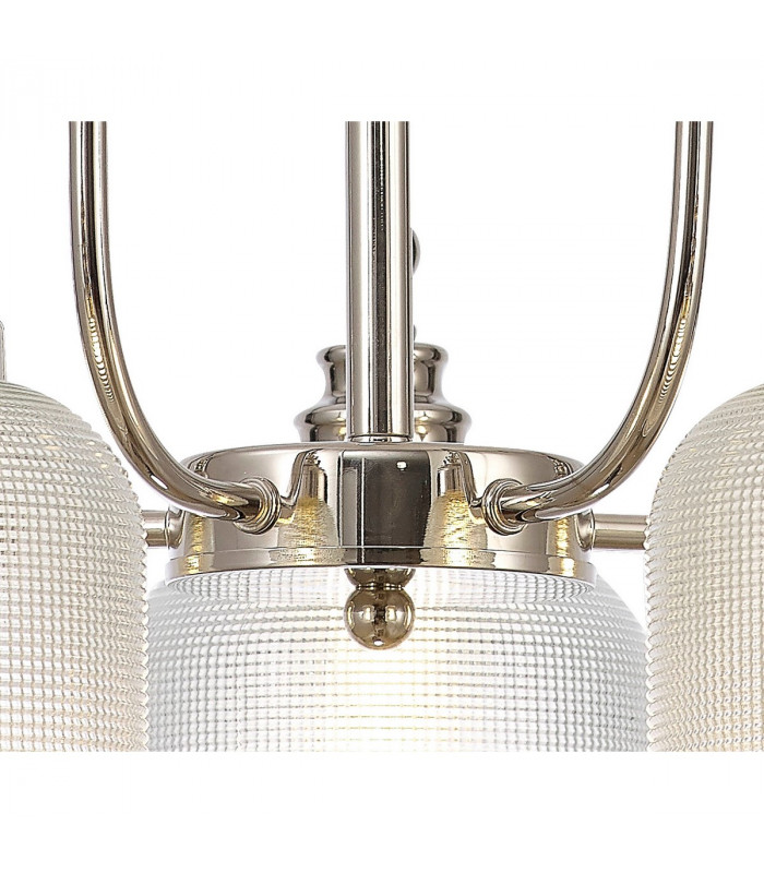 DeRuyter Semi Flush Ceiling Pendant 5 Light E27 Polished Nickel Prismatic Glass-9