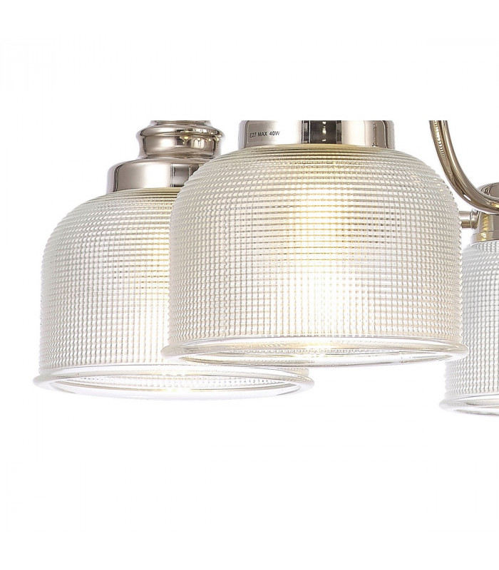 DeRuyter Semi Flush Ceiling Pendant 5 Light E27 Polished Nickel Prismatic Glass-10