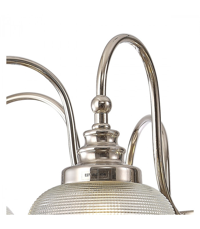 DeRuyter Semi Flush Ceiling Pendant 8 Light E27 Polished Nickel Prismatic Glass-9