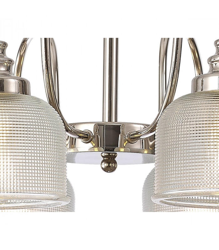 DeRuyter Semi Flush Ceiling Pendant 8 Light E27 Polished Nickel Prismatic Glass-10