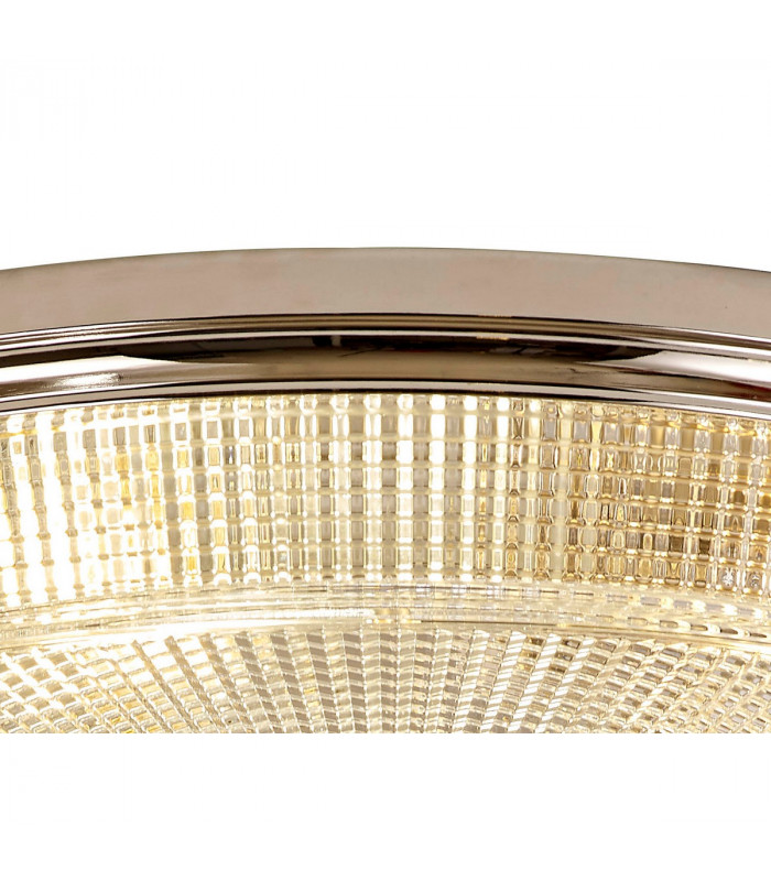 DeRuyter 3 Light E27 Flush Ceiling Lamp Polished Nickel Prismatic Glass-6