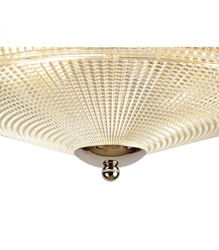 DeRuyter 3 Light E27 Flush Ceiling Lamp Polished Nickel Prismatic Glass-7