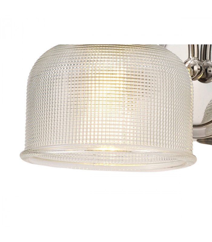 DeRuyter Switched Wall Lamp E27 Polished Nickel Prismatic Glass-7