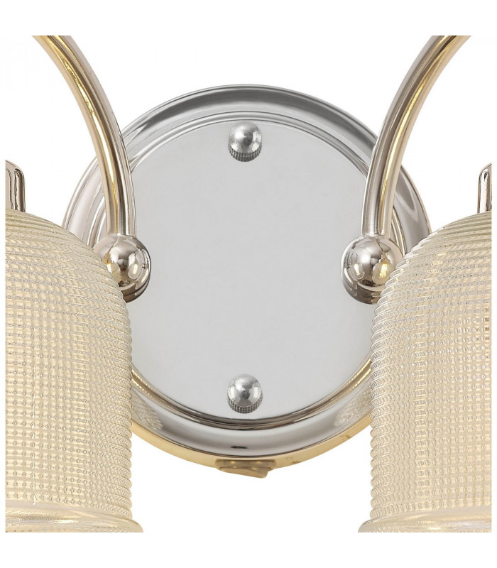 DeRuyter Switched Wall Lamp 2 Light E27 Polished Nickel Prismatic Glass-5