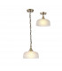 DeRuyter Flush Single Ceiling Pendant Adjustable E27 Antique Brass Prismatic Glass-1