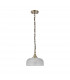 DeRuyter Flush Single Ceiling Pendant Adjustable E27 Antique Brass Prismatic Glass-4