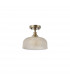 DeRuyter Flush Single Ceiling Pendant Adjustable E27 Antique Brass Prismatic Glass-5